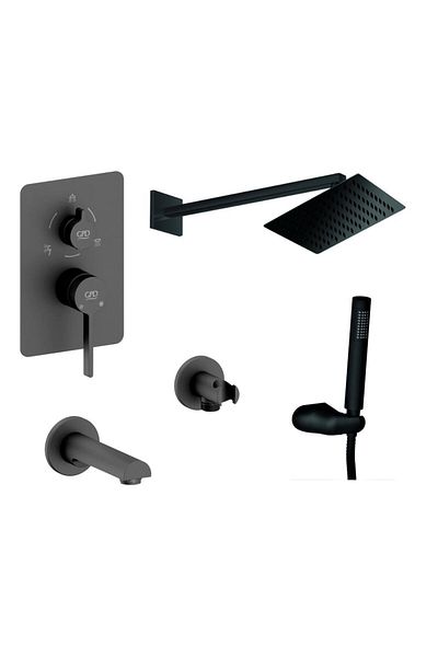 GPD Gildo Black Mix Rotary Full Set Built-in Bathroom Faucet MCA166+DST60+ADS27-S