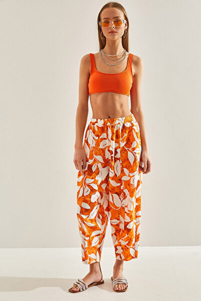 Bianco Lucci Pantaloni de damă din in, cu model cu buzunar cu talie elastică6...