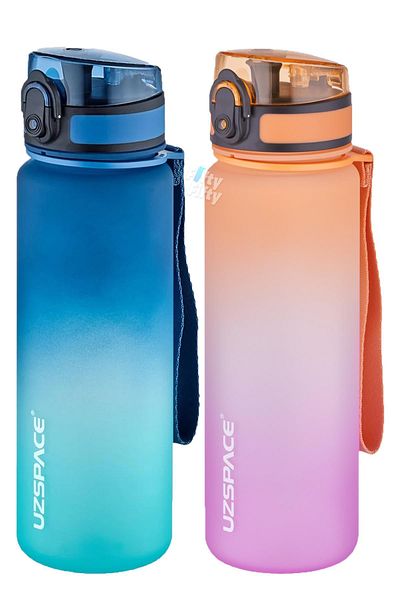 Uzspace 2-Piece Tritan Water Bottle Set 500ml Double Color Softtouch FF Collection Tritan Water Bottle