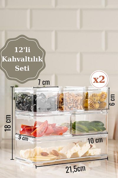 PONÇİK STORE Set of 12 Transparent Breakfast Storage Containers Boxed