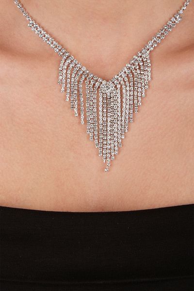 Limelia Elegant and Shiny Crystal Jewelled Dangle Evening Dress Necklace and Earring Set Necklace Set for Special Nights