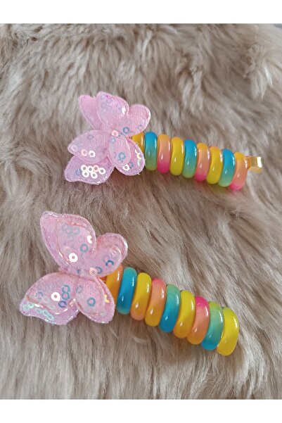 Efna Store مشبك معكرونة على شكل فراشة مزين بالترتر الربيعي (2 قطعة)