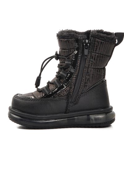 WALKWAY Yelets-2-B Black Baby Snow Boots with Fur Inside