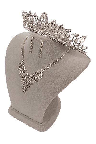 Limelia لامعة ديلا كريستال حجر الراين مساء اللباس قلادة القرط مجموعة ورقة تاج...