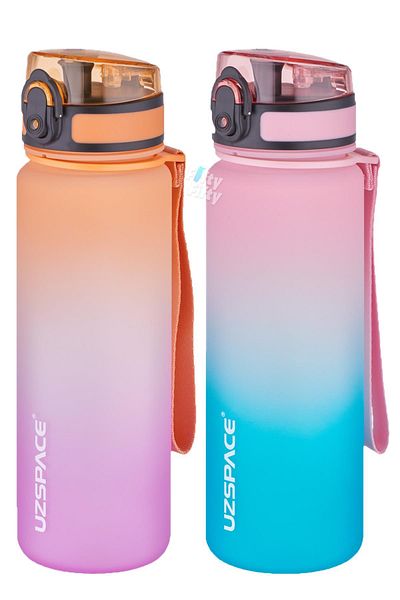 Uzspace 2-Piece Tritan Water Bottle Set 500ml Double Color Softtouch FF Collection Tritan Water Bottle