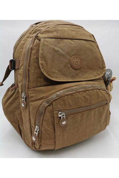 DUOMİNO Fcstore Crinkle Fabric Water Resistant Large Size Tan Clinker Backpack/laptop Daily School Bag