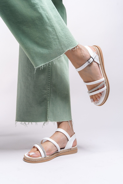 Riccon Sandale de damă0012102 Piele albă