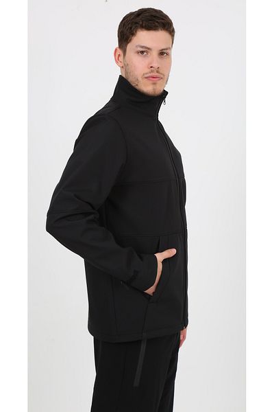 ModaCanel Softshell Black Coat Pocketed Outdoor Coat (Monel Outdoor Coat)