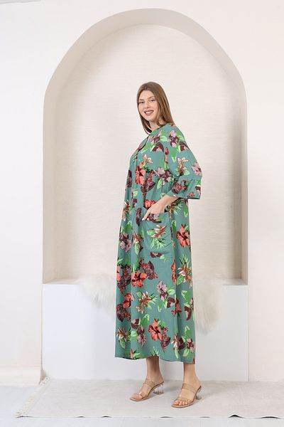 mervemoda Γυναικείο υφαντό φόρεμα Plus Size