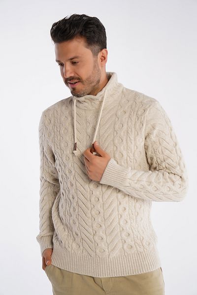 Trist Star Men's Pipe Collar Hair Braided Knitwear Wool Sweater TRIST-5322
