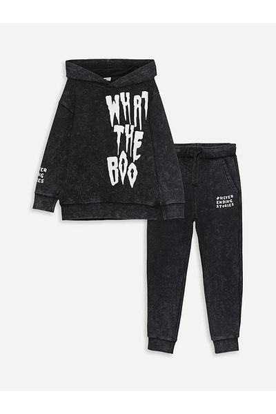LC Waikiki LCW Kids Printed Long Sleeve Boys Hoodie and Sweatpants