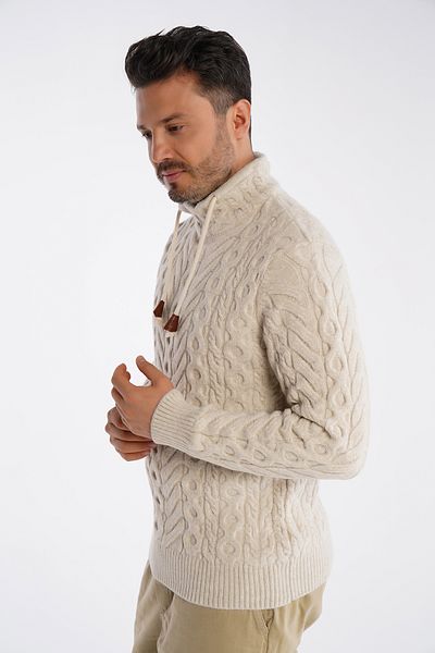 Trist Star Men's Pipe Collar Hair Braided Knitwear Wool Sweater TRIST-5322