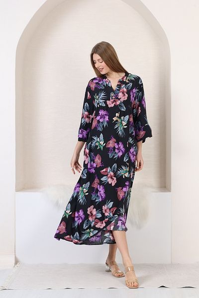 mervemoda Γυναικείο υφαντό φόρεμα μεγάλου μεγέθους