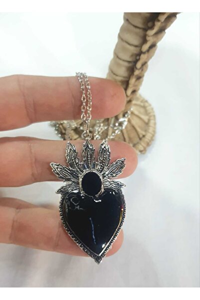 DÜKKAN DESİGN قلادة قلب قوطي أسود