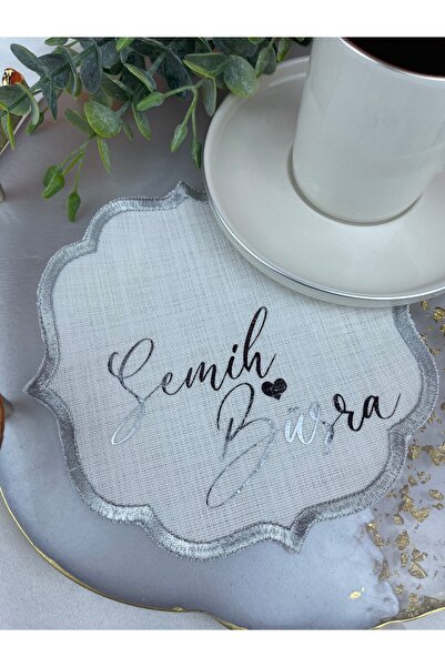 Rima Tasarım Söz & Nişan Tepsisi Için Söz Mendili Kişiye Özel Kenarları Nakışlı