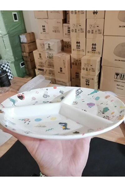 Genel Markalar Melamin Çocuk Figürlü 3 Bölmeli Mama Tabak 23.5 Cm.hid47