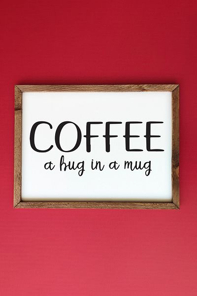 Tooall Coffee A Hug In A Mug Ζωγραφική με γραμμένο και ξύλινο πλαίσιο