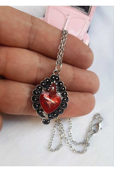 DÜKKAN DESİGN GOTHIC NECKLACE WITH RED MINELI