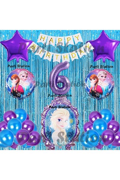 Parti Station 6 Years Old Frozen Elsa Balloon Set - Frozen, Purple Concept Birthday Party Balloon