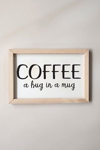 Tooall Coffee A Hug In A Mug Ζωγραφική με γραμμένο και ξύλινο πλαίσιο