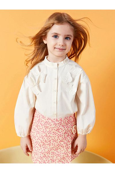 LC Waikiki LCW baby Crew Neck Long Sleeve Baby Girl Shirt