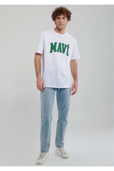 Mavi Λευκό μπλουζάκι με στάμπα BlueLogo Loose Fit / Loose Relaxed Fit 0611711 -620