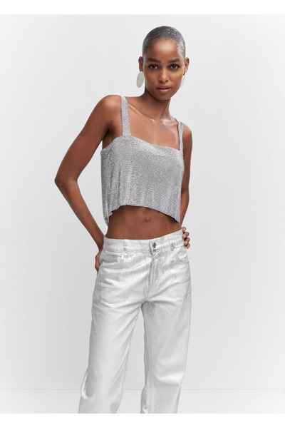 MANGO Woman Crystal Net Blouse