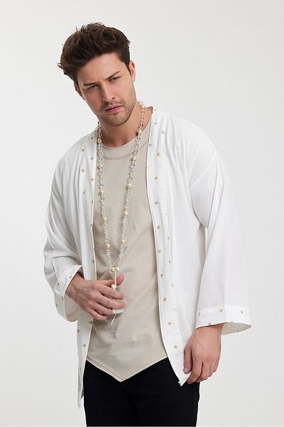 rammers White Kimono - 100% Sile Cloth Fabric