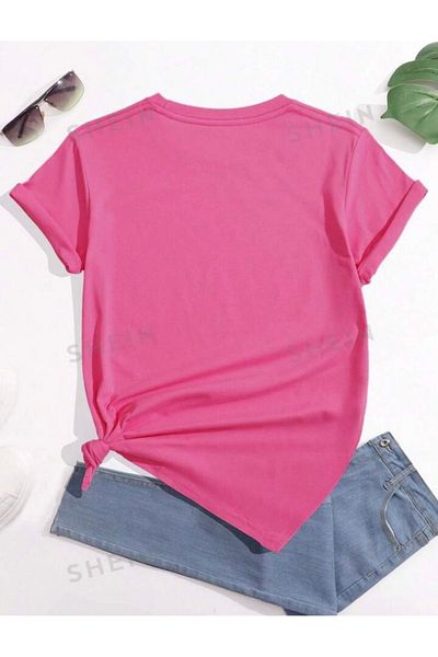 BYMEER Μπλουζάκι ροζ χαριτωμένο Little Cat με στάμπα Oversize