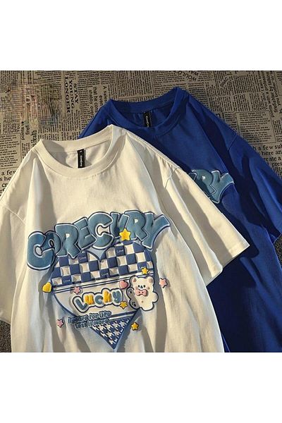 Touz Moda Μπλουζάκι Harajuku Corecury White Unisex Oversize