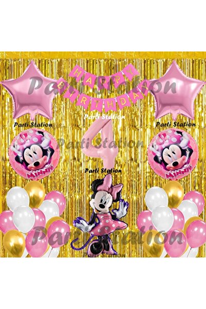 Parti Station Minnie Mouse Balon Set 4 Yaş Minnie Mouse Konsept Doğum Günü Pa...