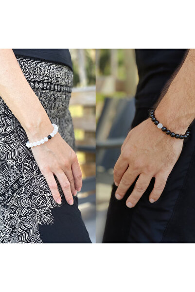 Padore Accessory Çift Aytaşı ve Oniks Yin Yang Doğal Taş Bileklik