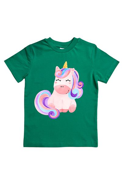 UNICORN εμπριμέ βαμβακερό χτενισμένο βαμβακερό ύφασμα καλοκαιρινό παιδικό μπλουζάκι
