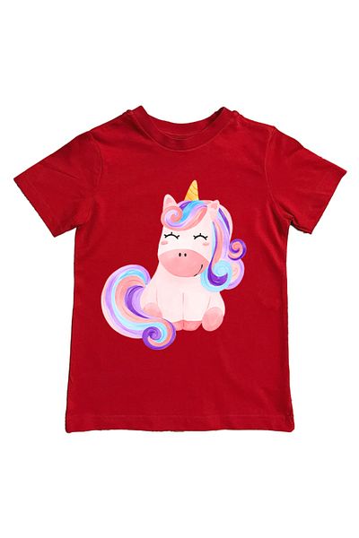 UNICORN printed cotton combed cotton fabric summer children's T-shirt