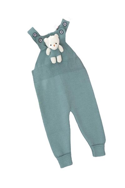 SANTRALBEBE Teddy Bear Buttoned Baby Kids Knitwear Leggings Salopet