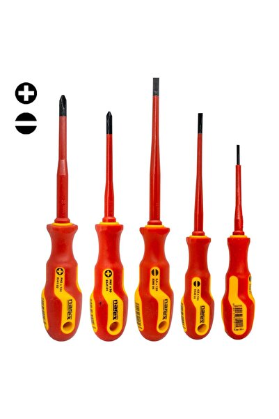 NAREX 855101 Slim Serisi Elektrikçi Izoleli Düz/yıldız Tornavida Takımı 5 Parça