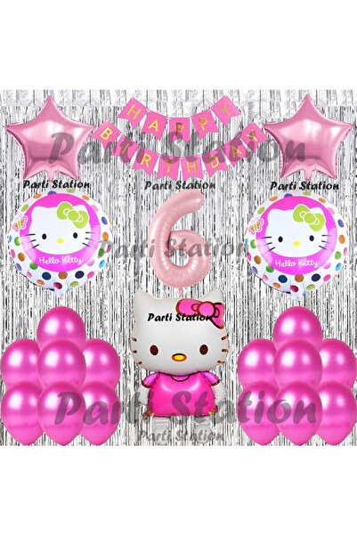 Parti Station Hello Kitty Balon Set 6 Yaş Hello Kitty Sevimki Kedi Konsept Pe...