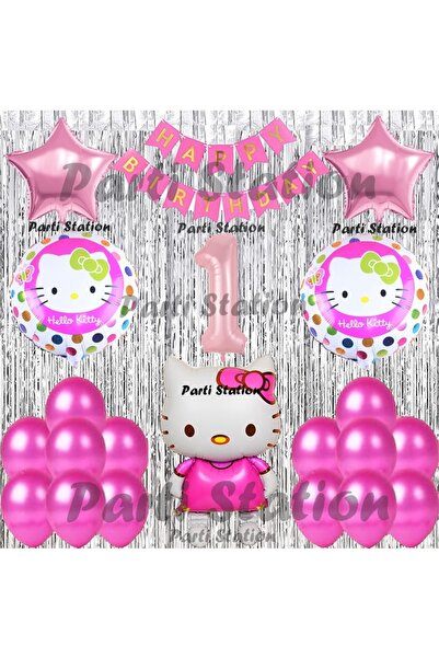 Parti Station Hello Kitty Balon Set 1 Yaş Hello Kitty Sevimki Kedi Konsept Pe...
