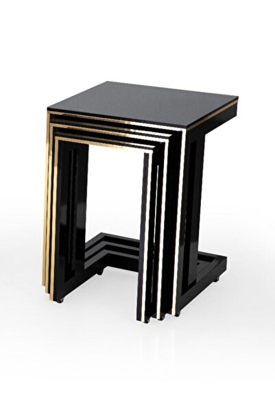 KAPTAN AKSESUAR C.04 Siyah Gold Zigon Sehpa