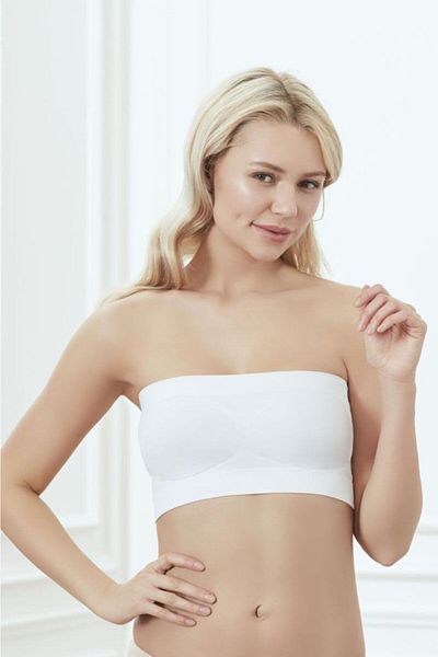 Anıl Women's Skin No Underwire Seamless No Support Strapless Bra 2400D-White - L/XL