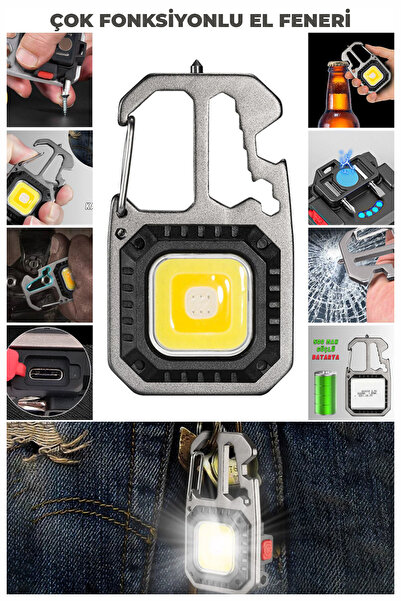 Manken İstanbul El Feneri Metal Gövdeli Cob Led Çok Fonksiyonlu Kamp Ve Karav...