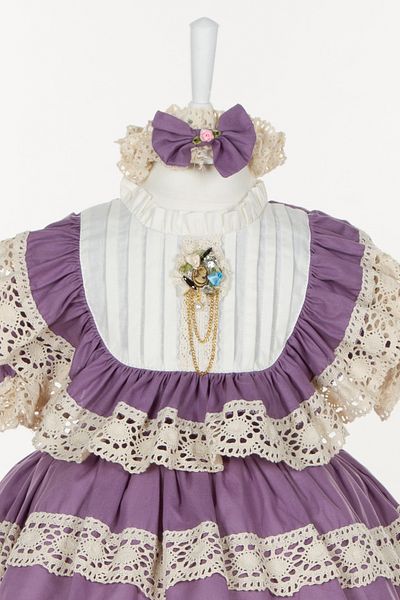 Sare Çocuk Giyim Vintage Concept Αντιαλλεργικό Βαμβακερό Ύφασμα Κρέμα Γκιπούρ Μωβ Φόρεμα γενεθλίων