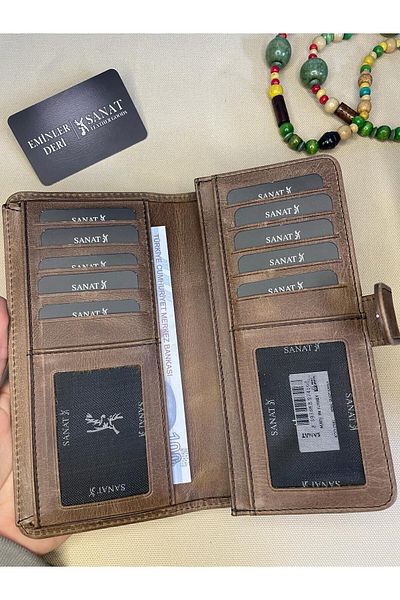 SANAT LEATHER SL-2102 UNISEX 19cm×9.5cm Genuine Leather Wallet with Phone Compartment Driver's License/ID Compartment NEW SEASON