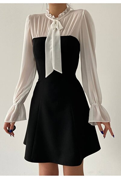 vuvutasarım Μίνι φόρεμα με λεπτομέρεια μαύρου ύφασμα Atlas 214