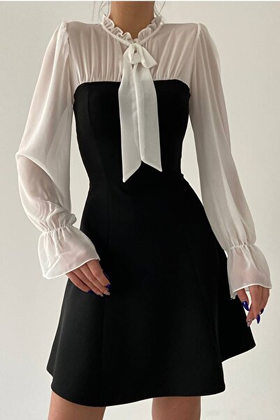 vuvutasarım Μίνι φόρεμα με λεπτομέρεια μαύρου ύφασμα Atlas 214