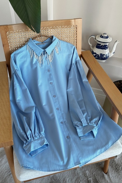 Gizce Pearl Blue Tunic