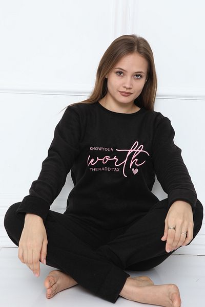 FAMES PİJAMA Set de pijamale din lână pentru femei Shaved Thick Winter Portocaliu