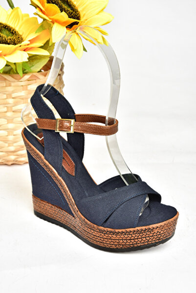 Fox Shoes Navy Blue Women's Wedge Heeled Shoes