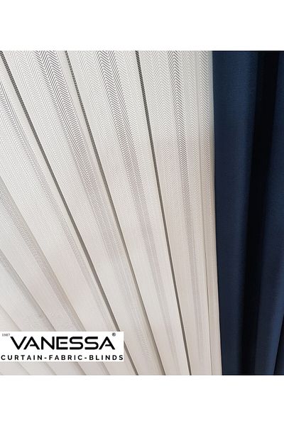 VANESSA PERDE Italian Model New Season Hall And Living Room Herringbone 1/2.5 Pleated Tulle Curtain