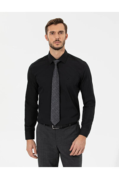 Pierre Cardin ÖZEL KOLEKSİYON  Siyah Regular Fit Uzun Kollu Klasik Gömlek